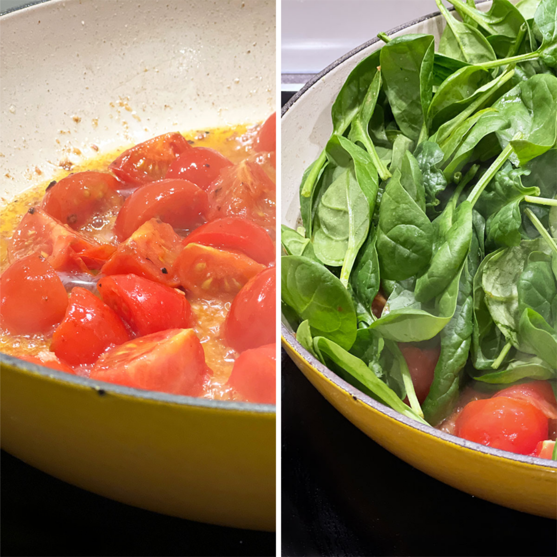 Lachs mit Spinat und Tomaten